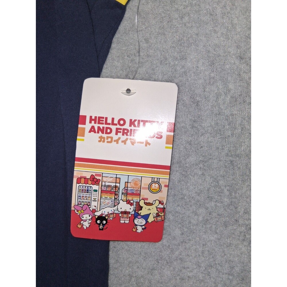 NWT BoxLunch Sanrio Hello Kitty & Friends Kawaii Mart Ringer Shirt Navy M Y2K - Picture 8 of 10